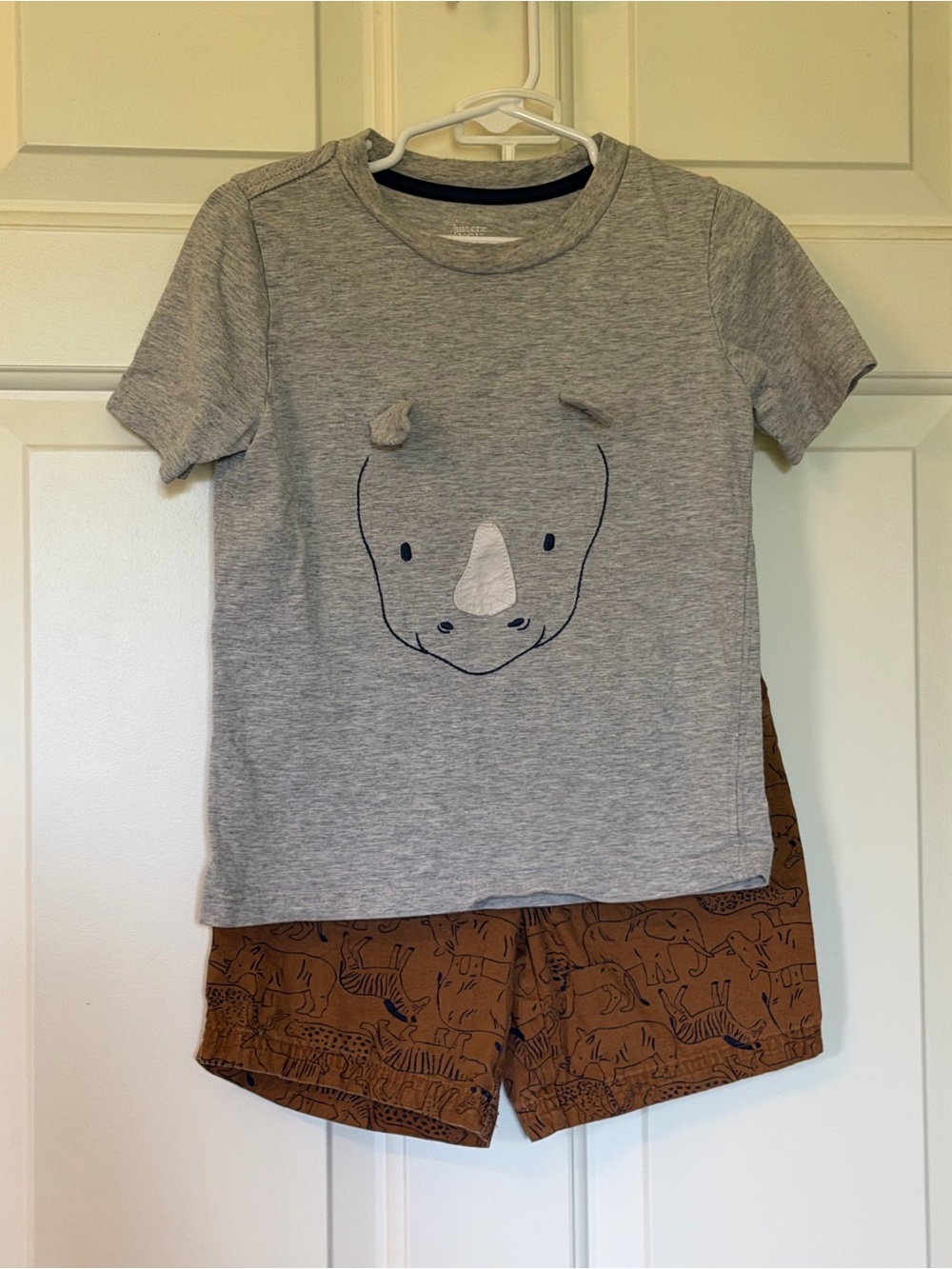 Carter's Gray Rhino Tee with Brown Safari Shorts Set